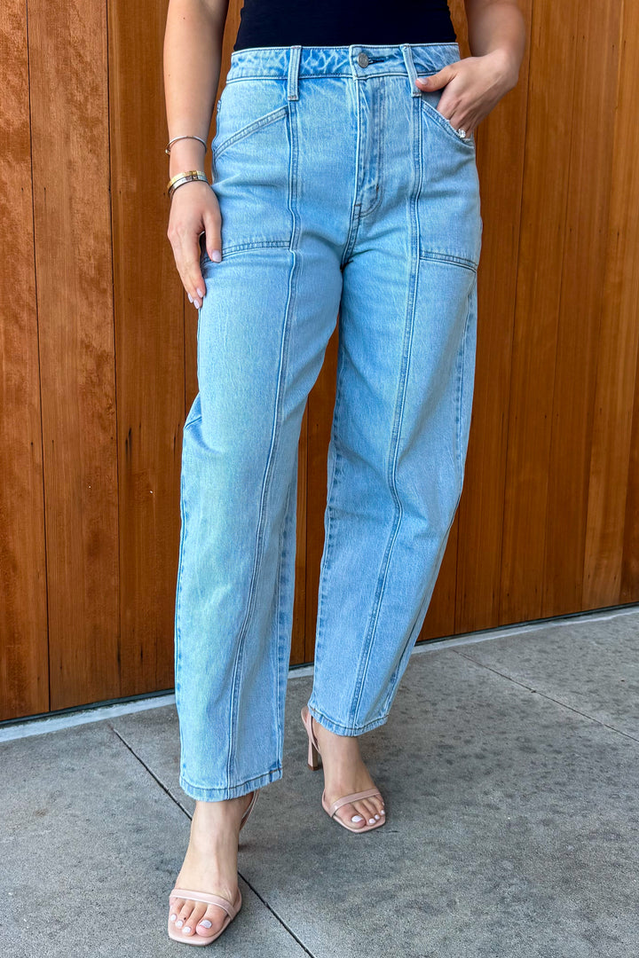 Vervet: Just Might HR Barrel Denim- Light Wash