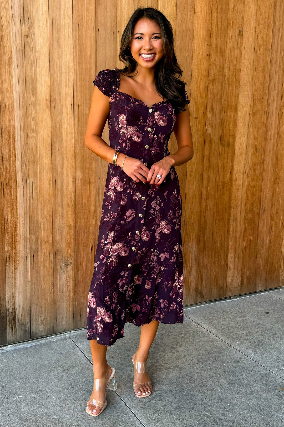 Fall in Love Brown Floral Dress