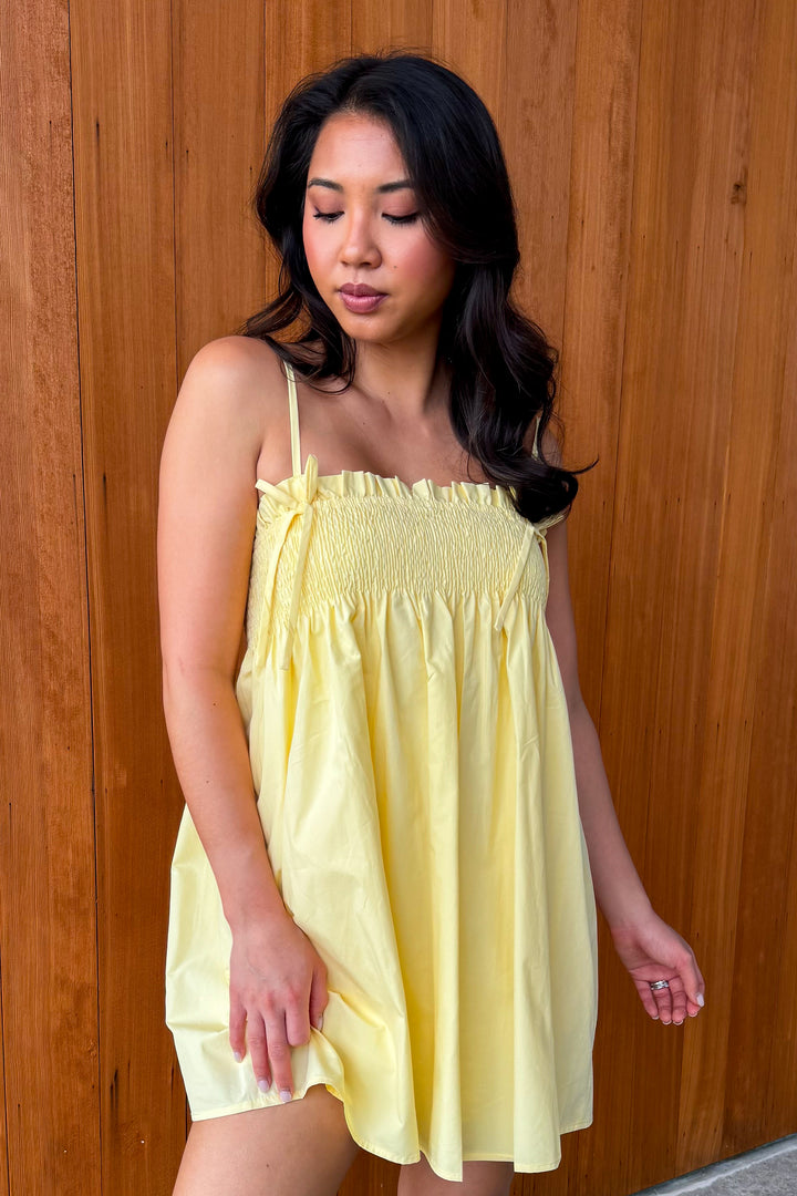 Sundazed Smocked Mini Dress - Yellow