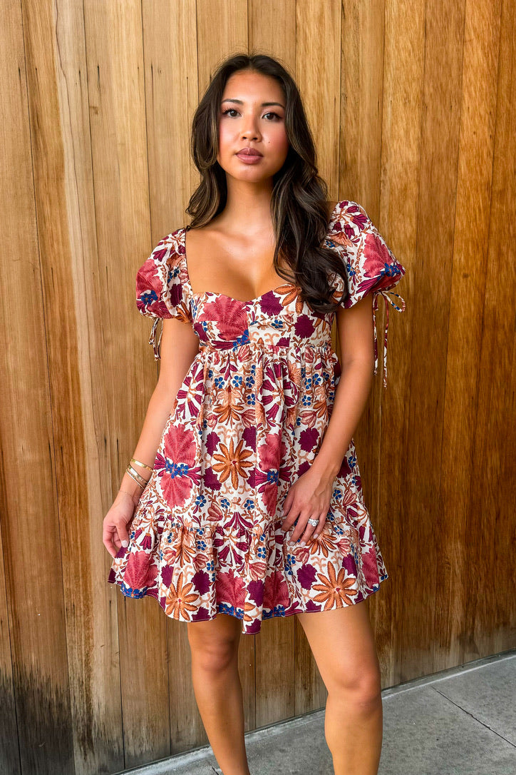 What a Dream Cream Rust Floral Babydoll Dress
