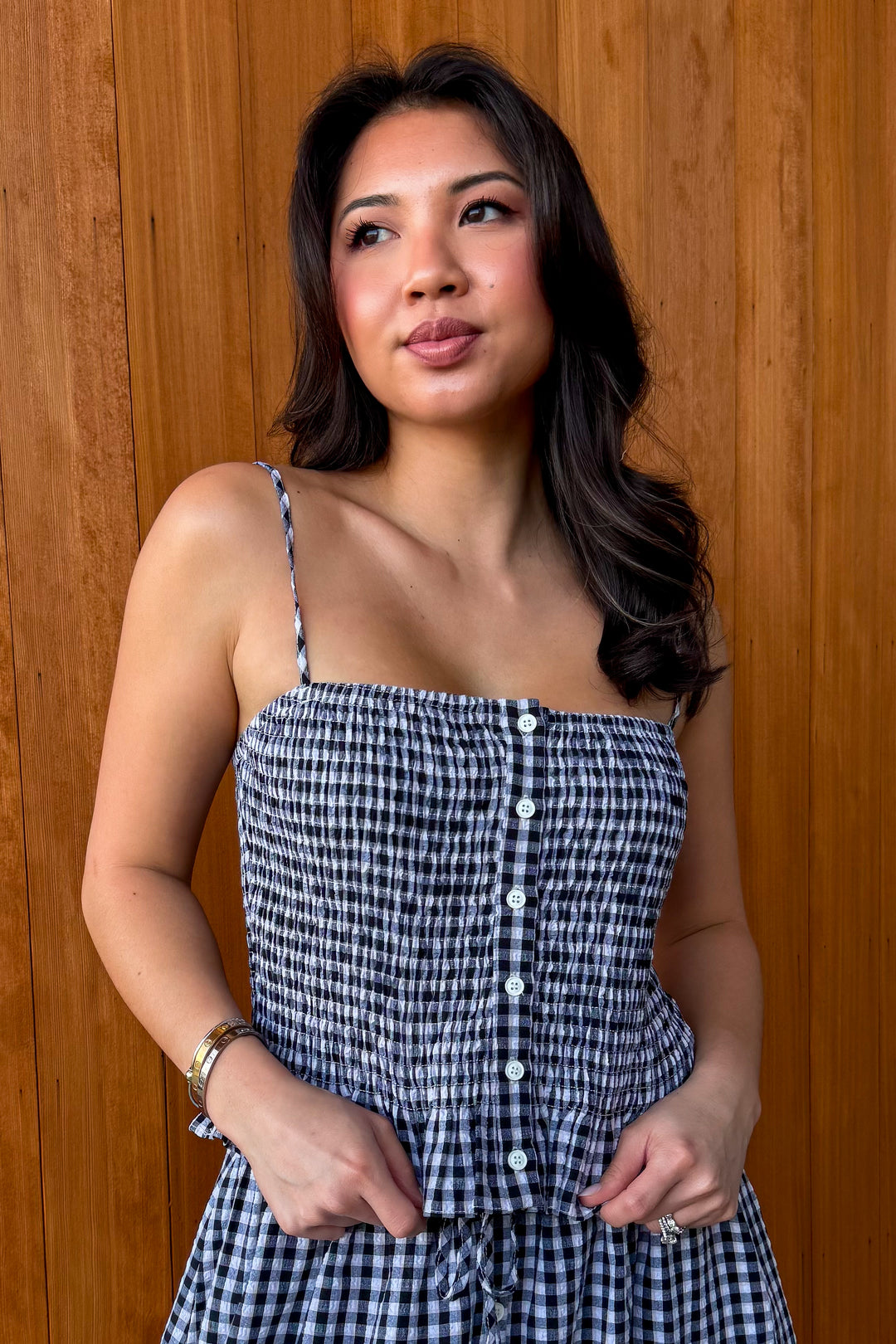 Sunny Days Gingham Top-Black