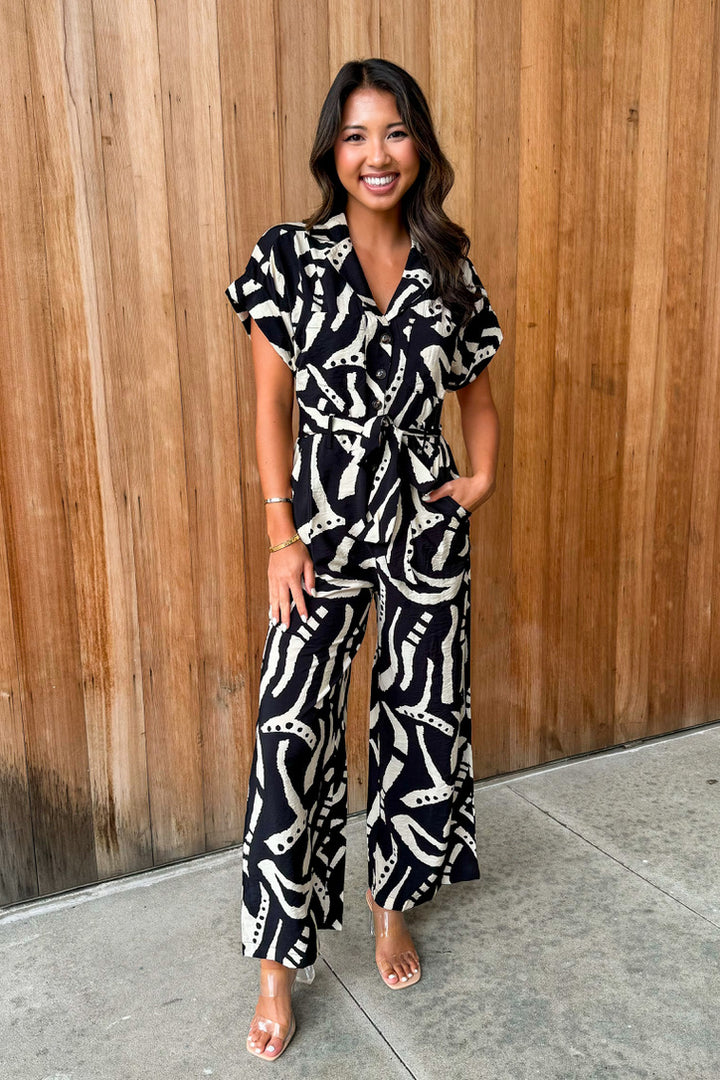 Seek The Truth Black Collard Jumpsuit