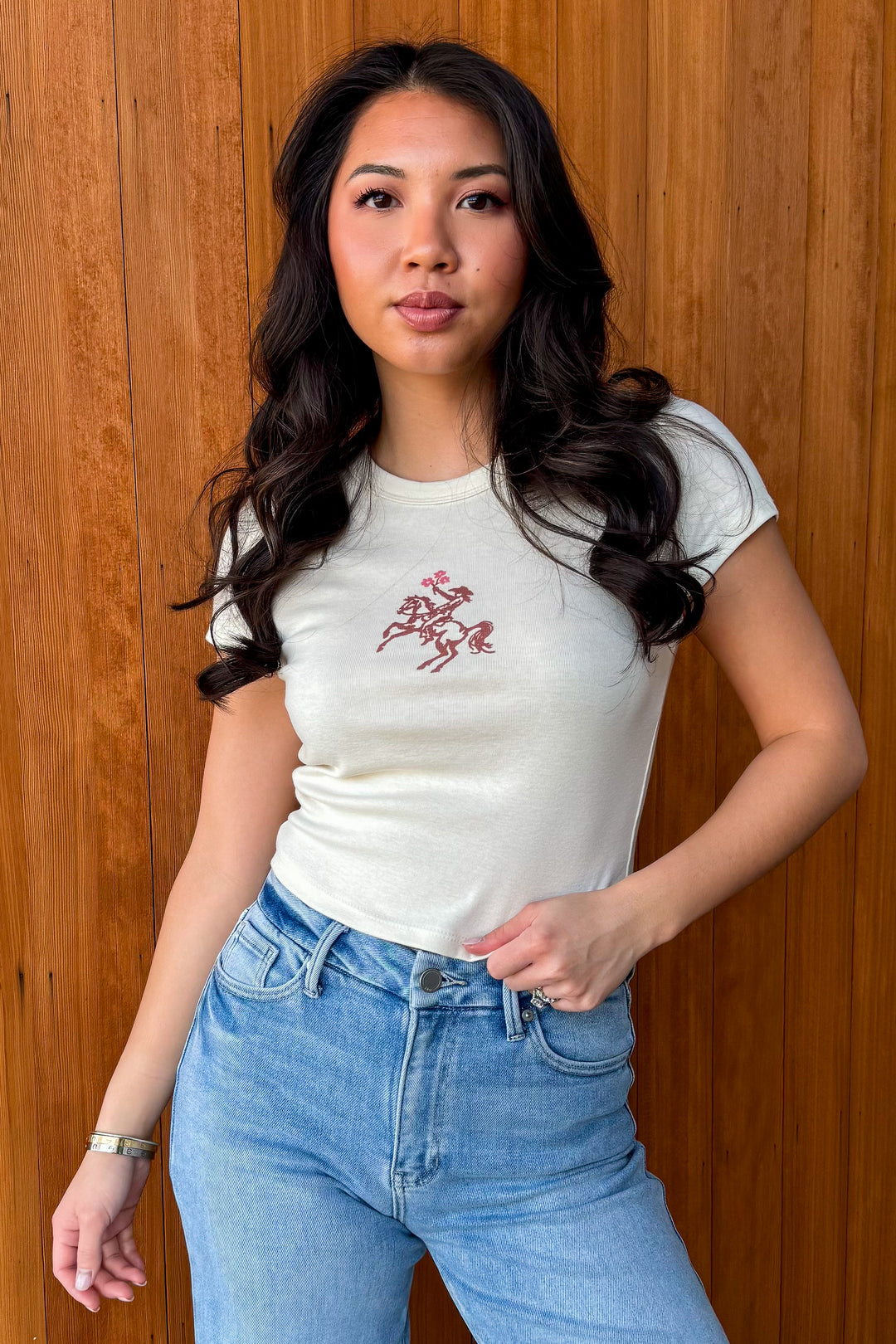 Floral Cowgirl Cropped T-Shirt