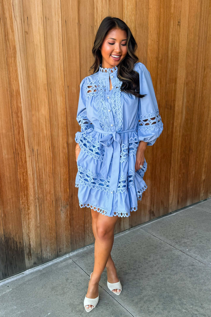 Timeless Elegance Light Blue Lace Dress
