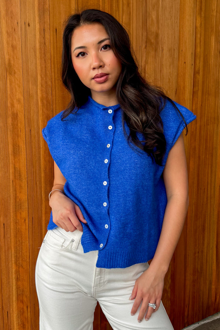 Piper Vest Cardigan-Blue