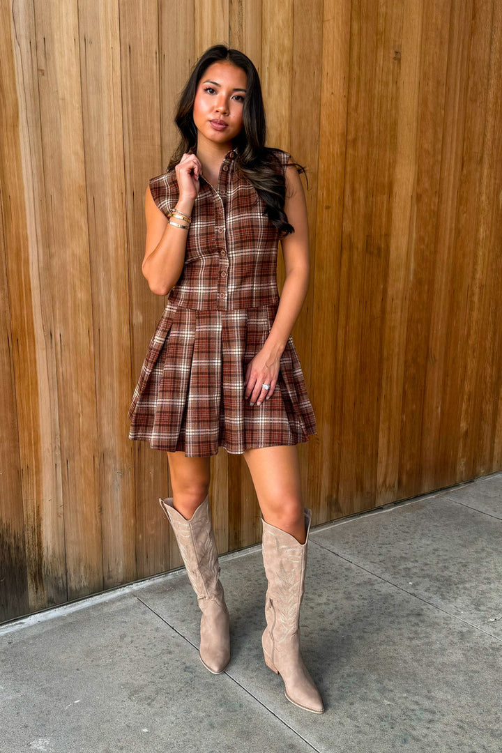 High Hopes Plaid Collared Dress