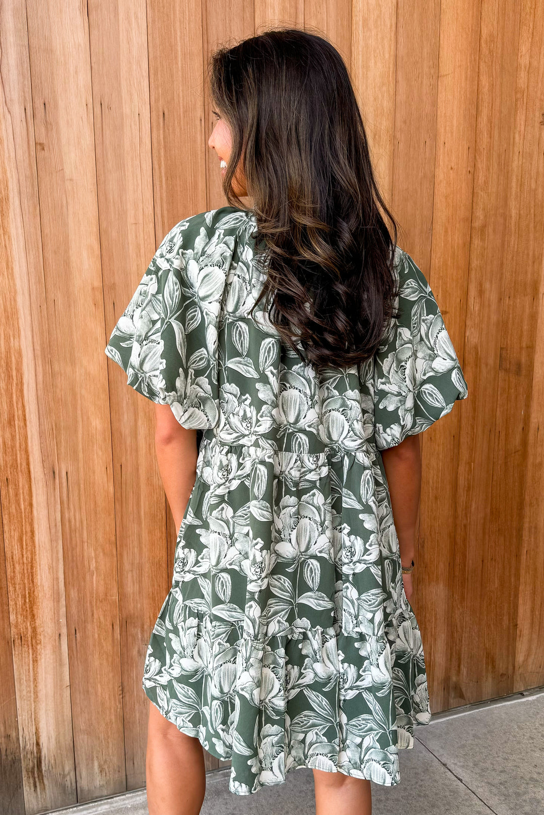 All My Love Hunter Green Floral Dress