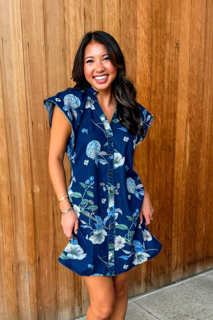 Loved by You Denim Floral Dress