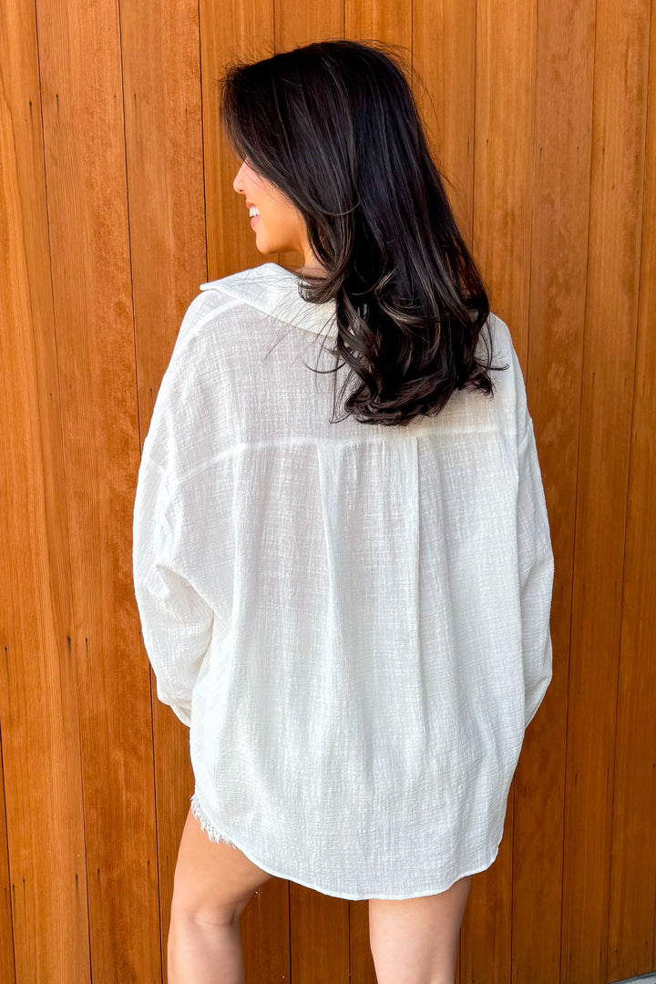 A Good Thing Collared Top- Off White