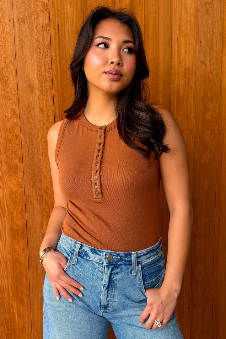 Low Key Knit Tank - Camel