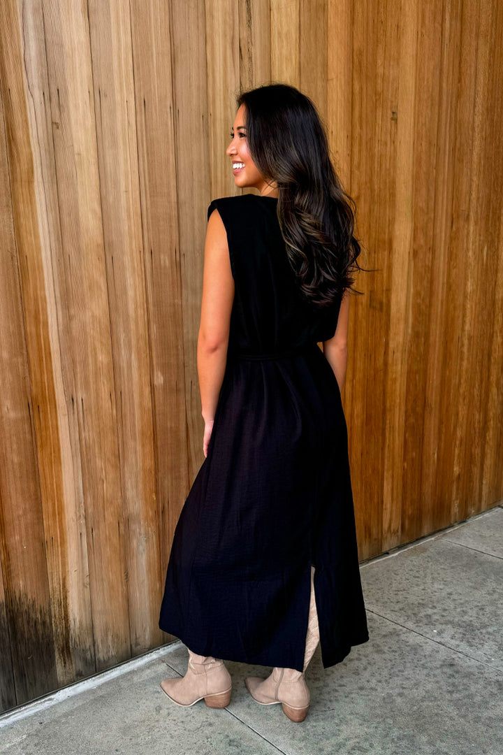 Never look Back Midi Dress- Black