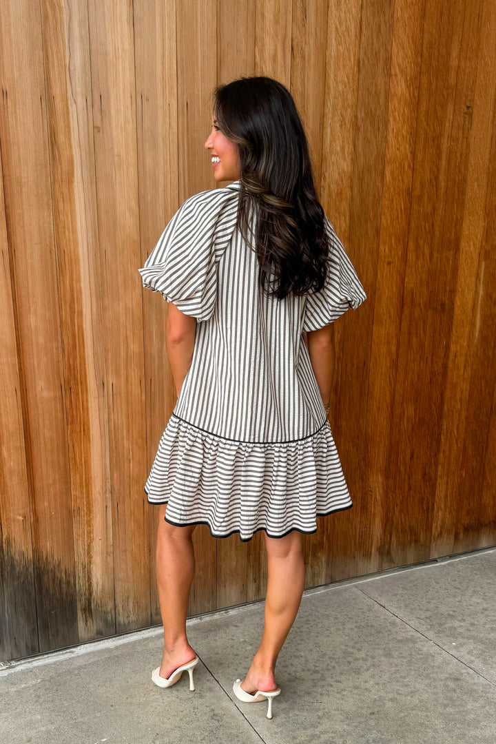On a Whim Striped Dress- Black