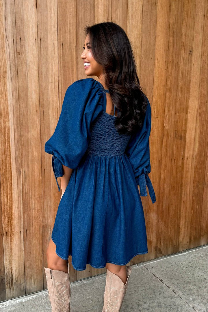 Just Having Fun Dark Wash Denim Dress