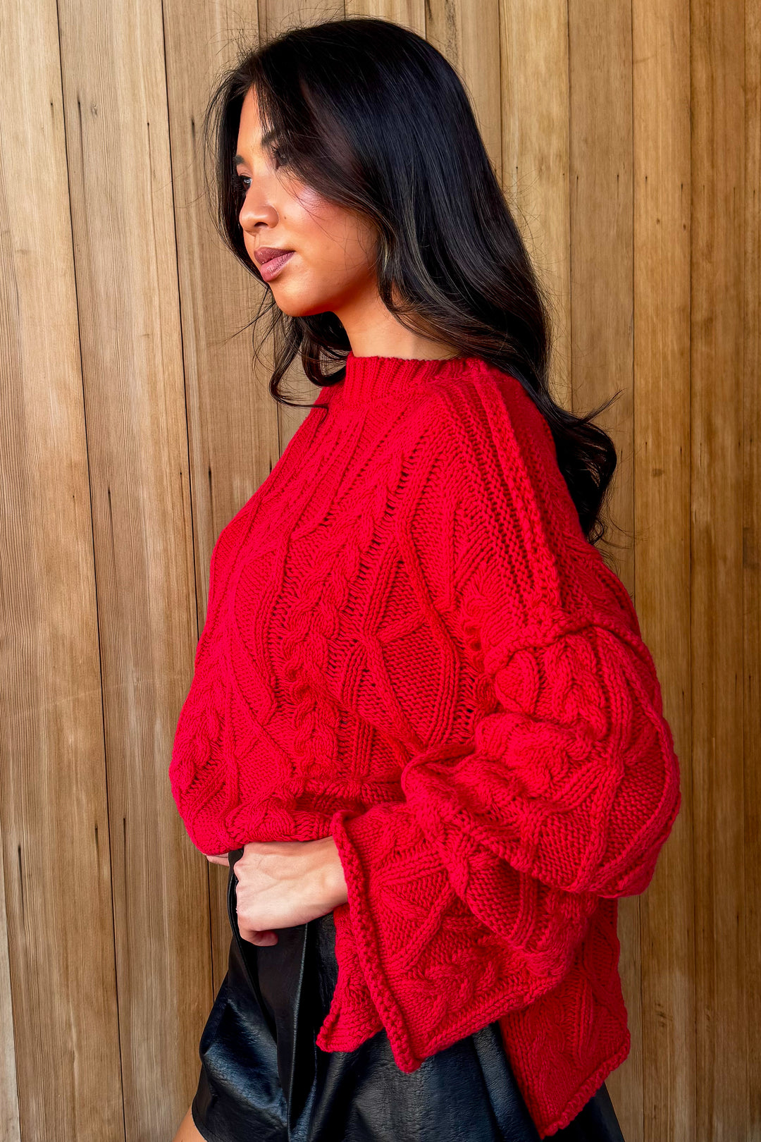Rumor has It Cable knit Sweater - Red