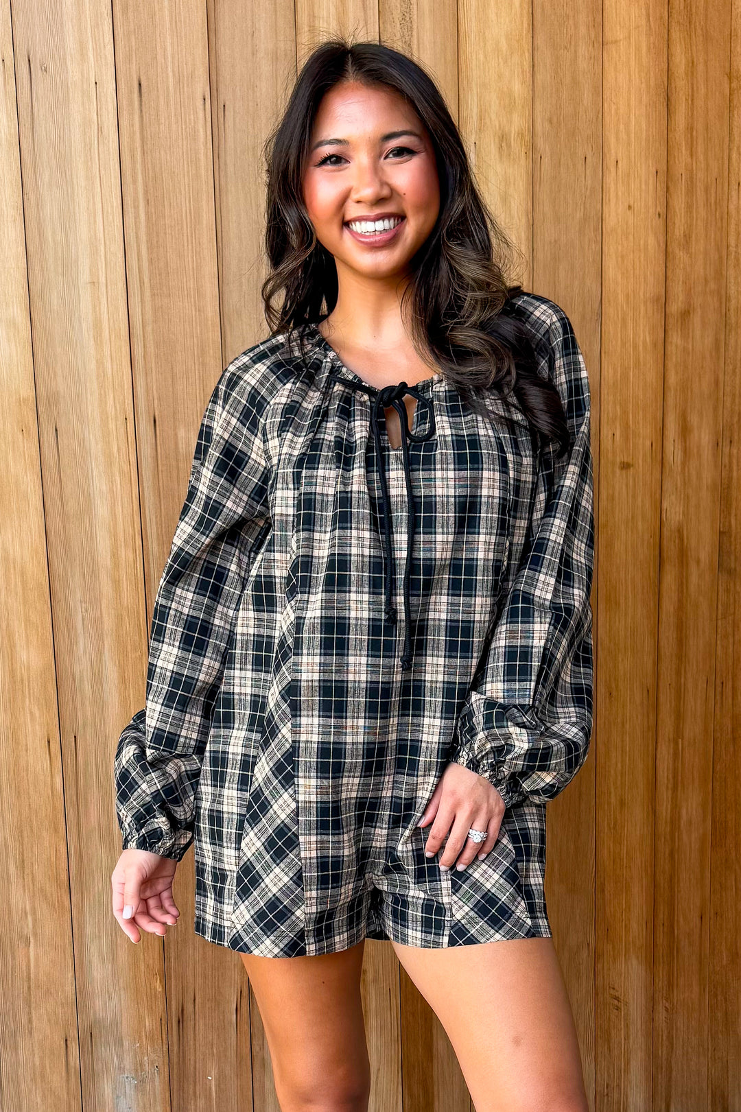 Falling for You plaid romper
