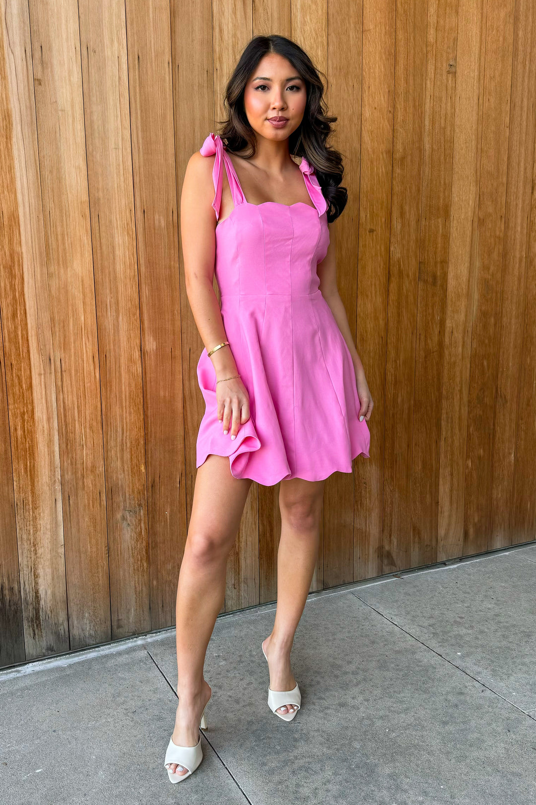 So Charming Scallop Flared Dress