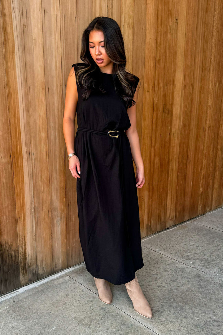Never look Back Midi Dress- Black