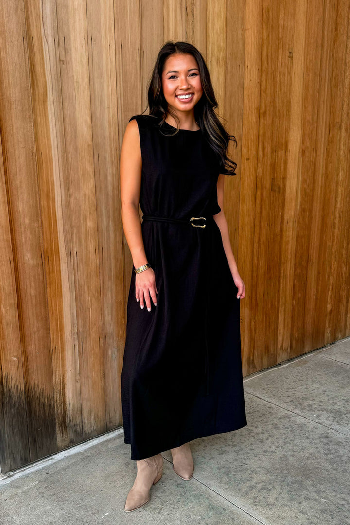 Never look Back Midi Dress- Black