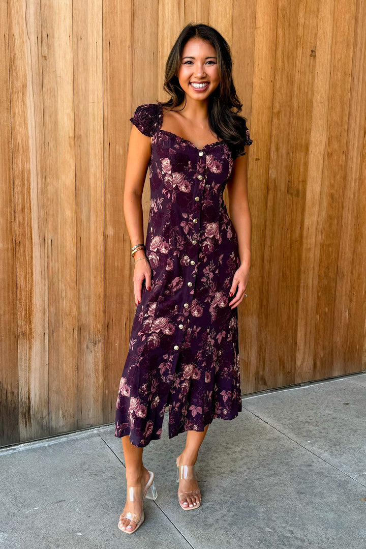 Fall in Love Brown Floral Dress