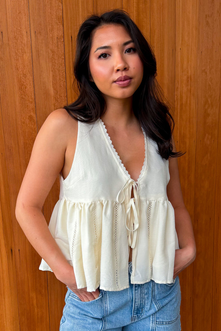 What You Need Tie Front Top- Off White
