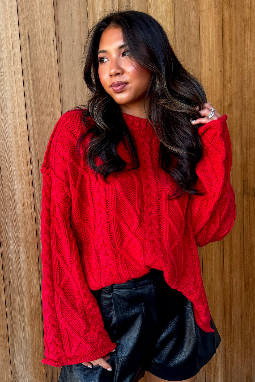 Rumor has It Cable knit Sweater - Red