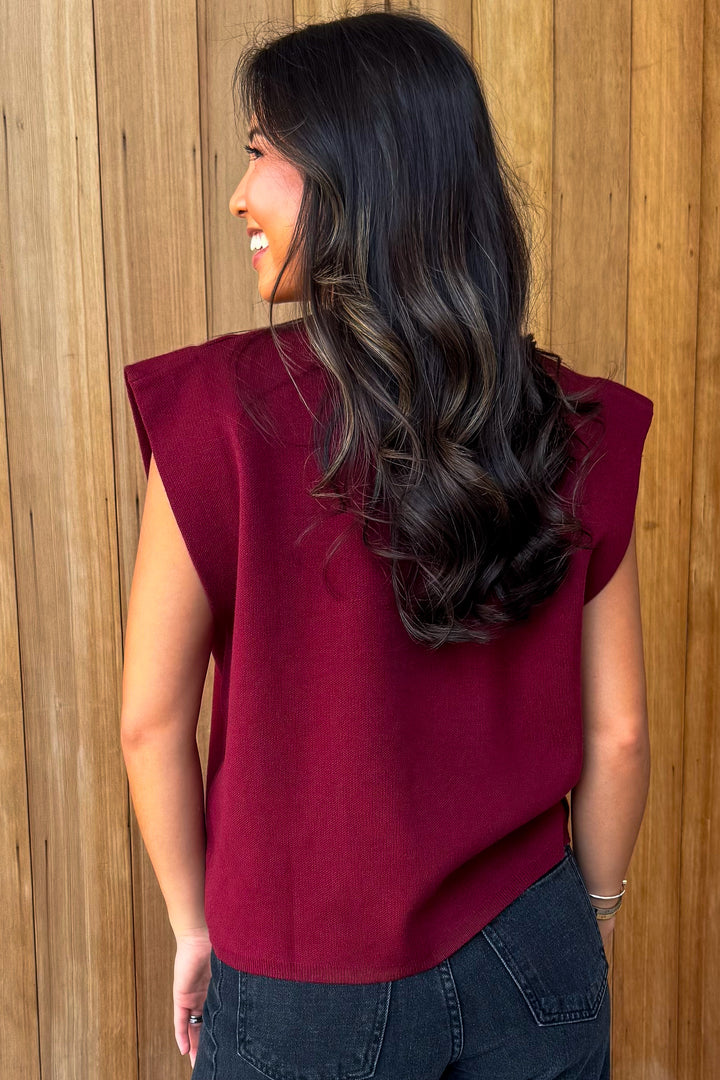 With you Always Knit Top - Burgundy