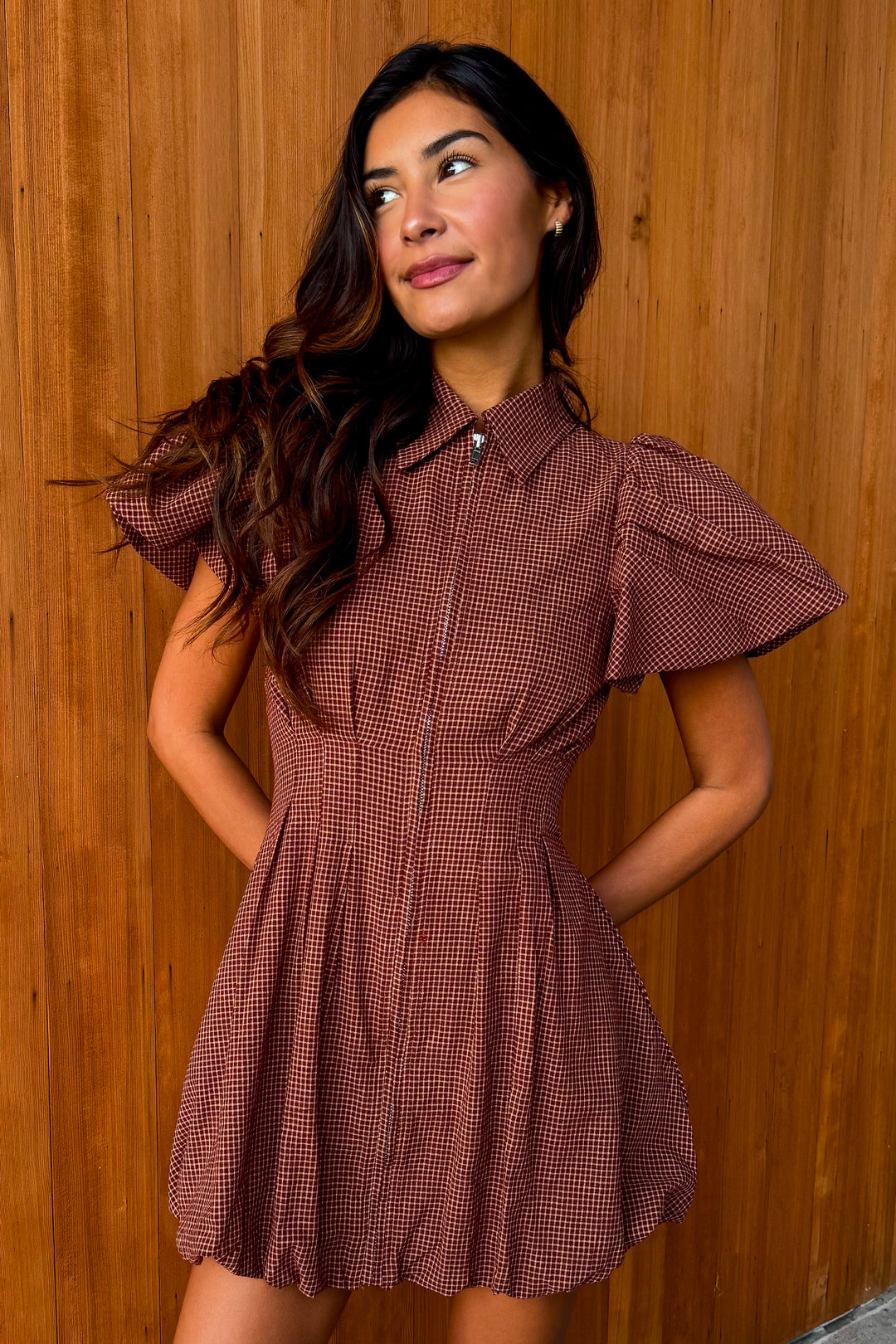 Coffee Date Plaid Dress