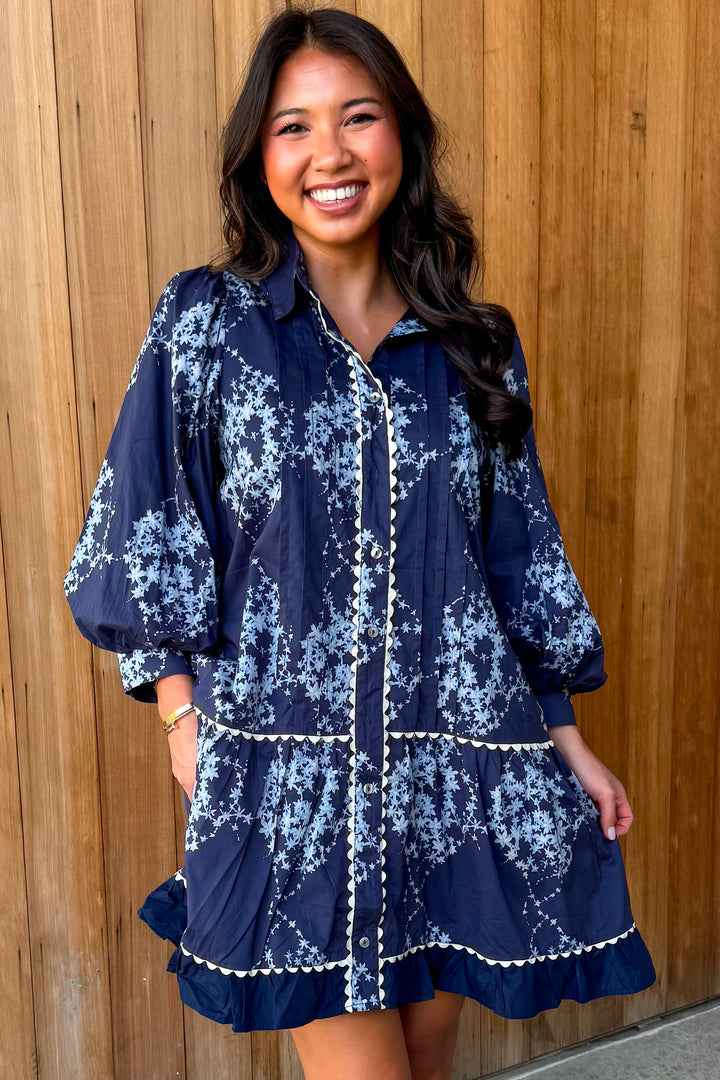 Lingering Love Navy Floral Dress