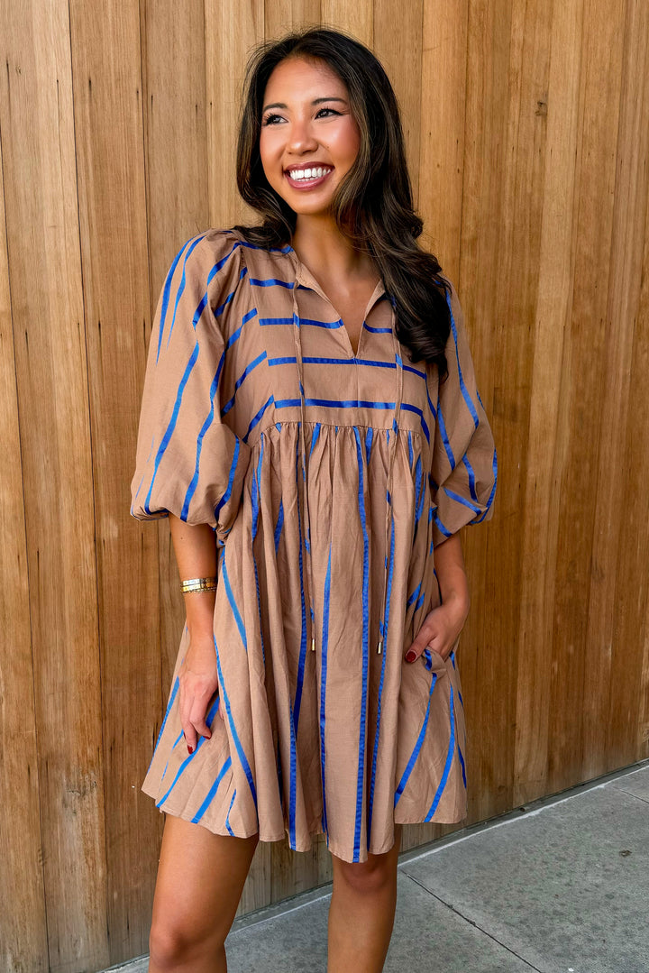 Sunny Day Mocha Stripe Dress