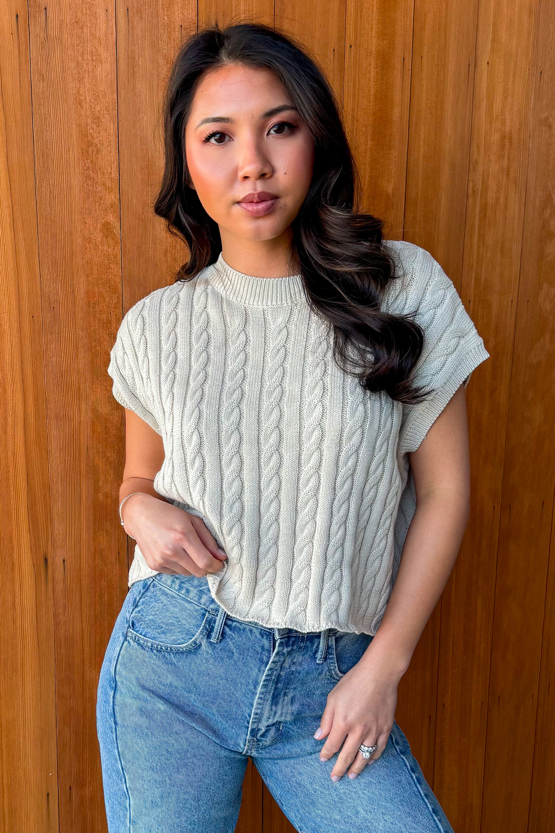 Just Because Sweater Top -Oatmeal