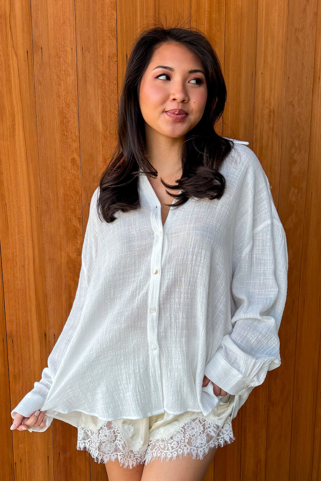 A Good Thing Collared Top- Off White