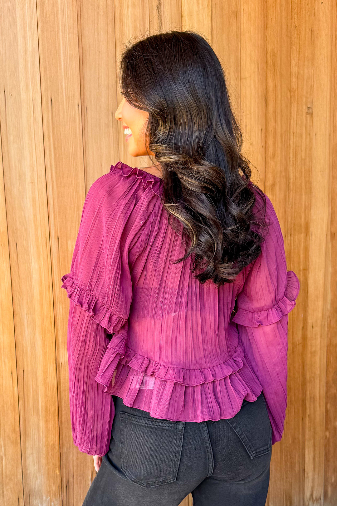 Only Love Sheer Top - Dark Rose