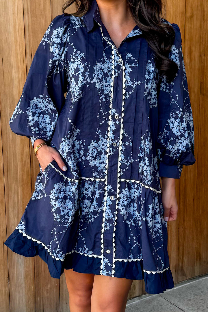 Lingering Love Navy Floral Dress