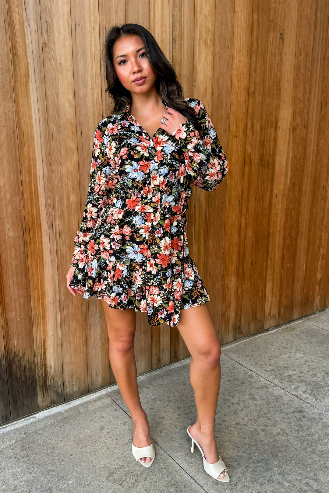 Stay Close Belted Floral Dress