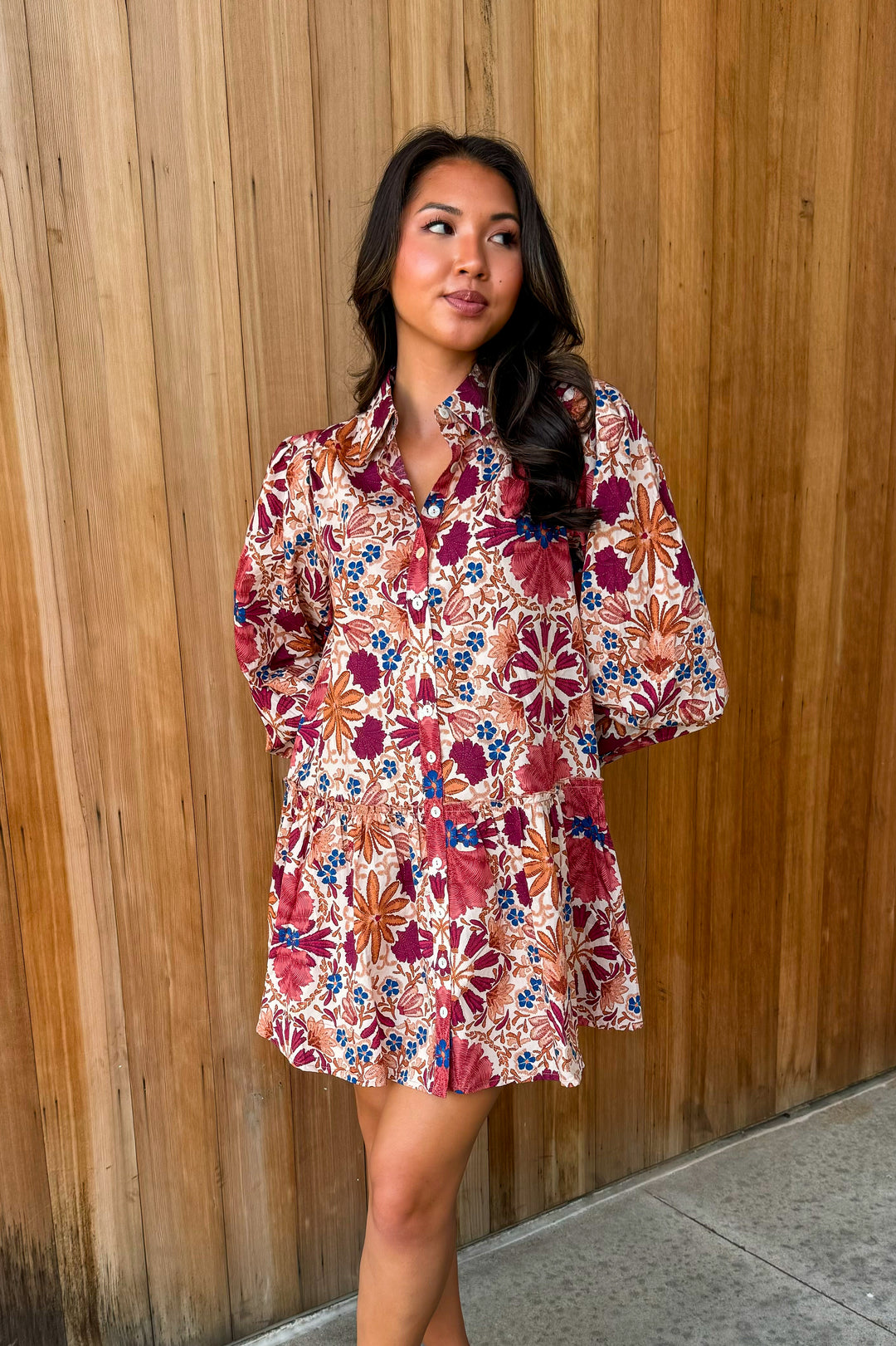 A Change of Seasons Long Sleeve Floral Mini Dress