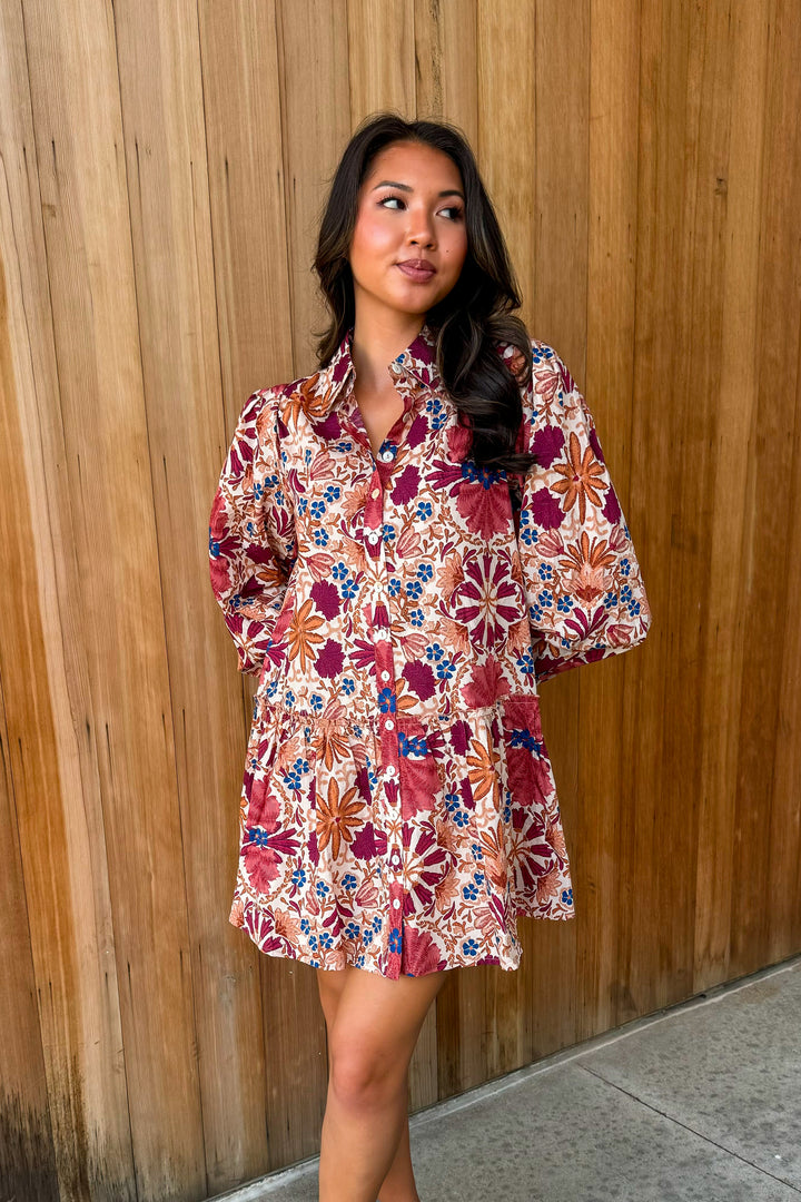 A Change of Seasons Long Sleeve Floral Mini Dress