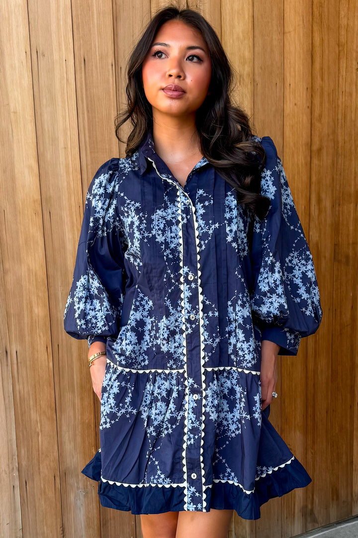 Lingering Love Navy Floral Dress