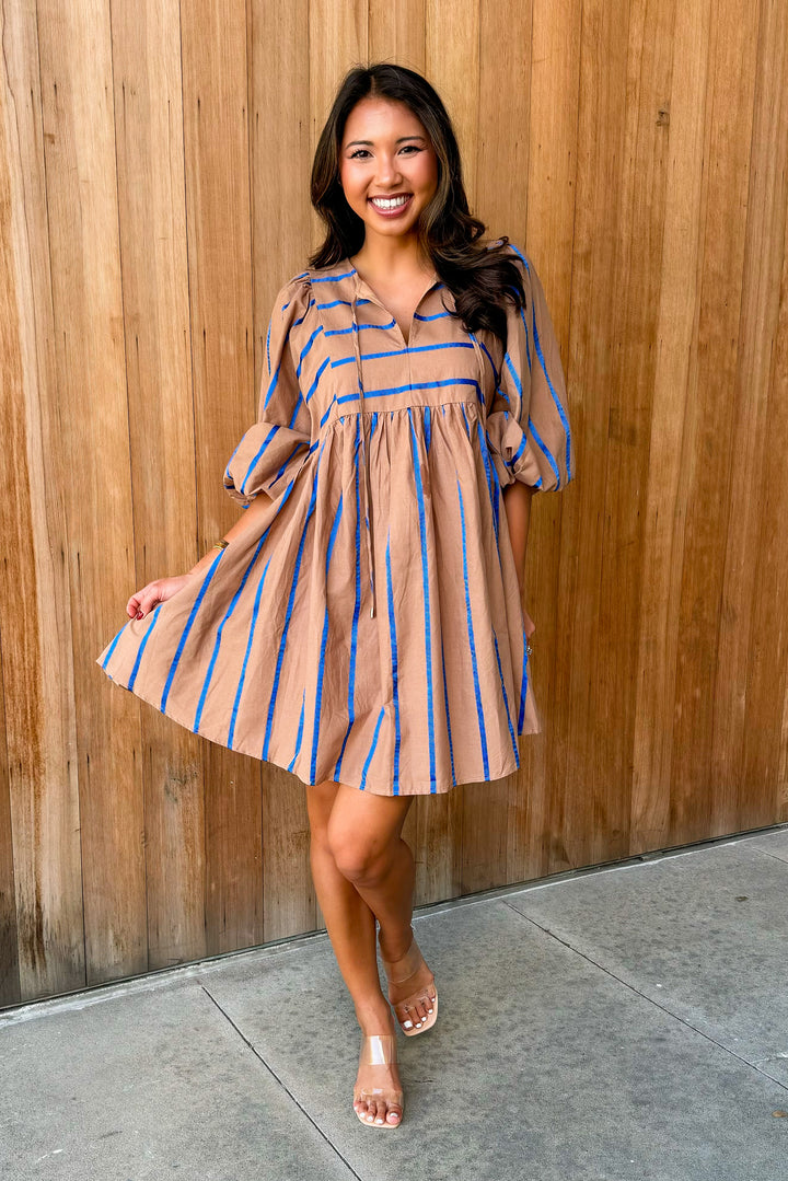 Sunny Day Mocha Stripe Dress