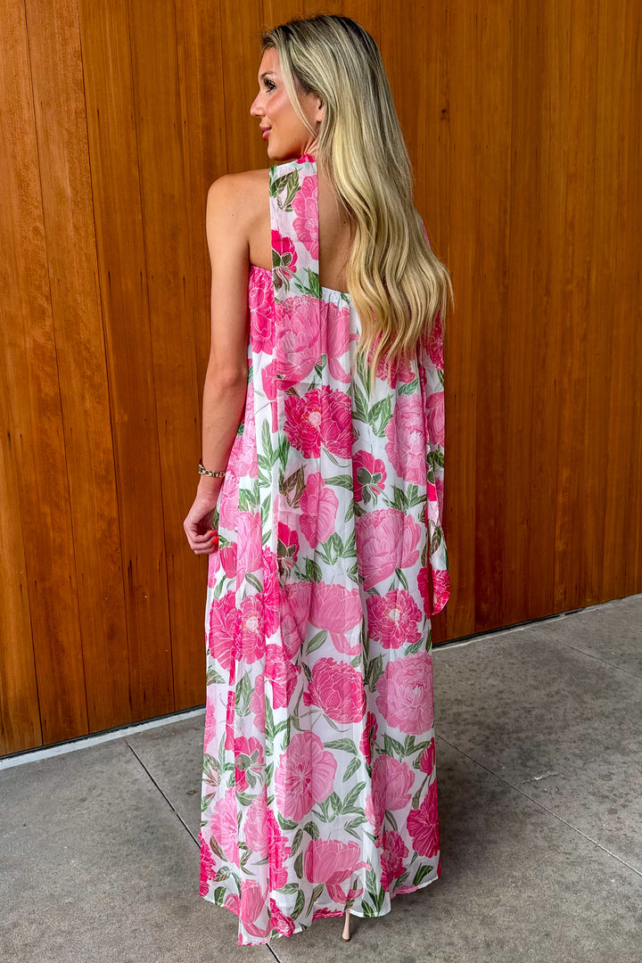 Bright Blooms Maxi Dress- Pink