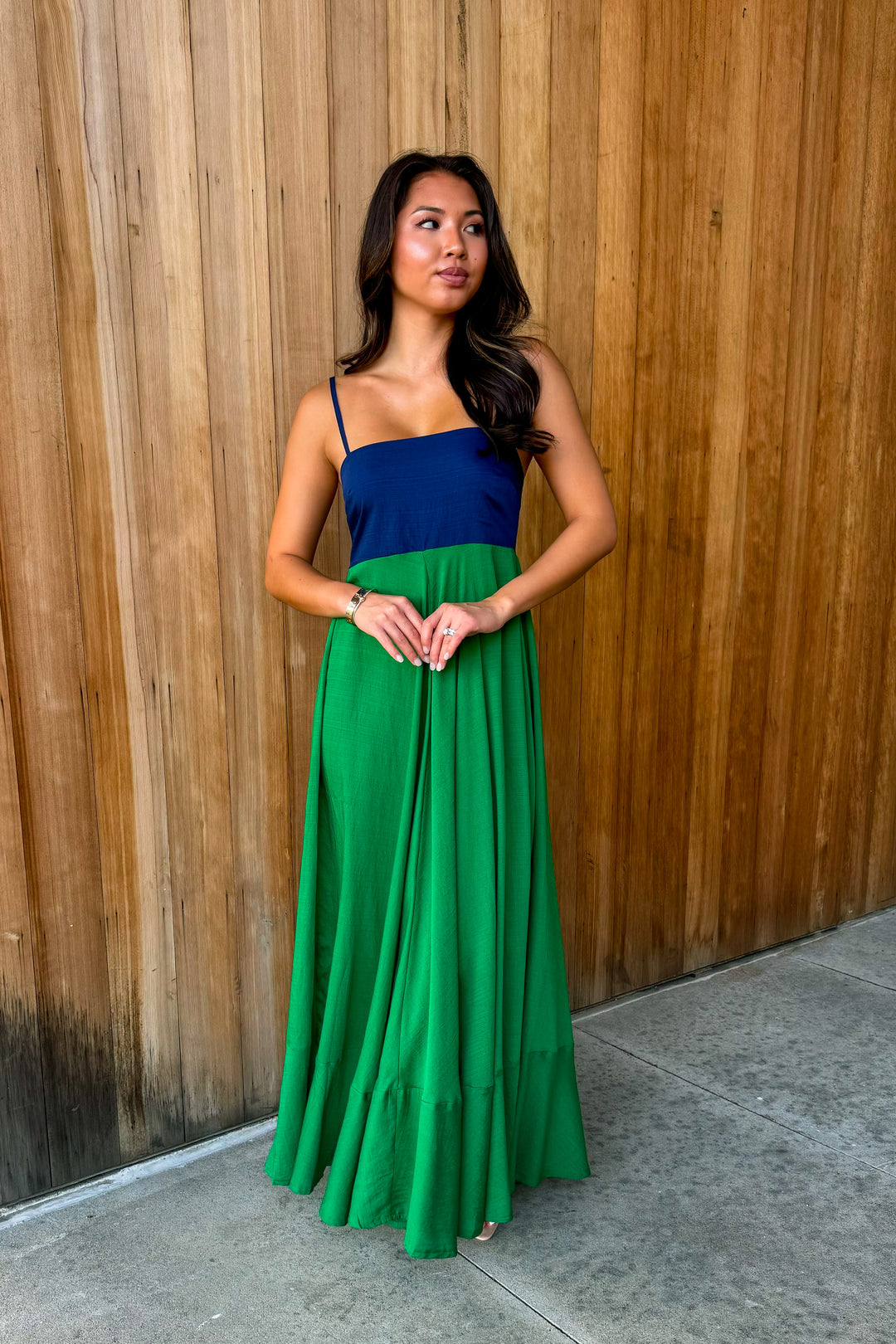 Like a Dream Navy Green Maxi Dress