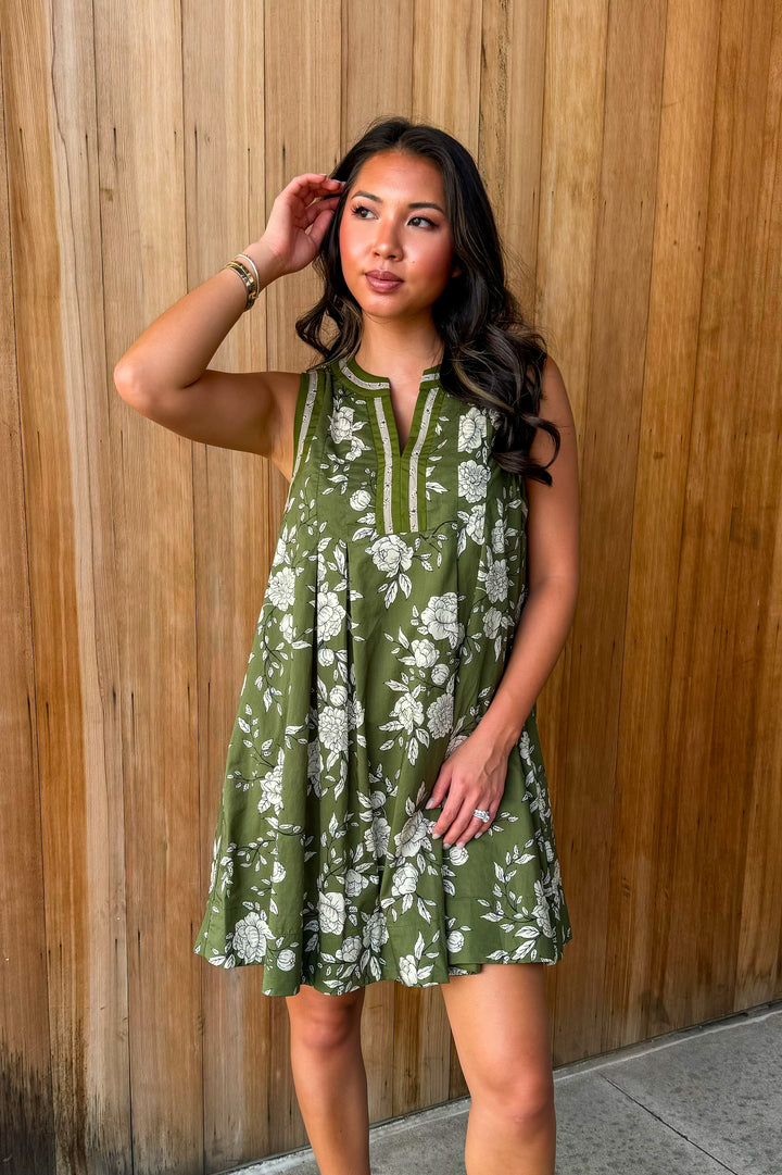 So it Goes Pleated Floral Mini Dress