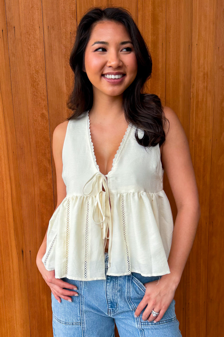 What You Need Tie Front Top- Off White
