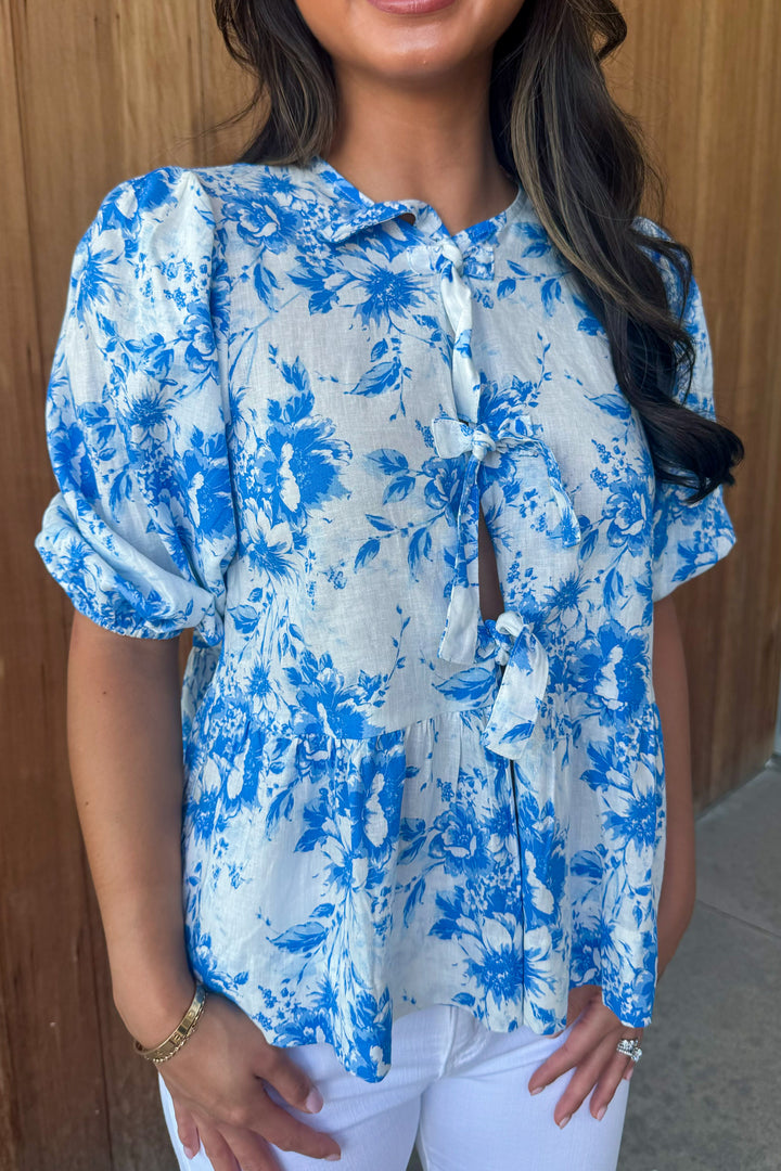 Tied to Perfection Linen Bow Top