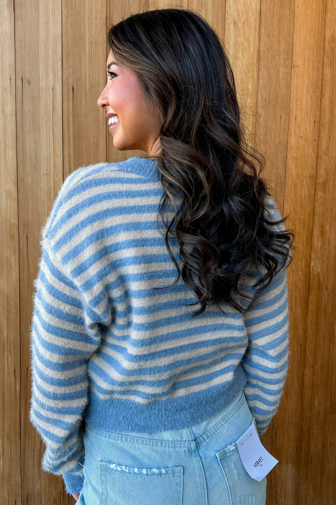 In a Daze Light Blue Striped Cardigan