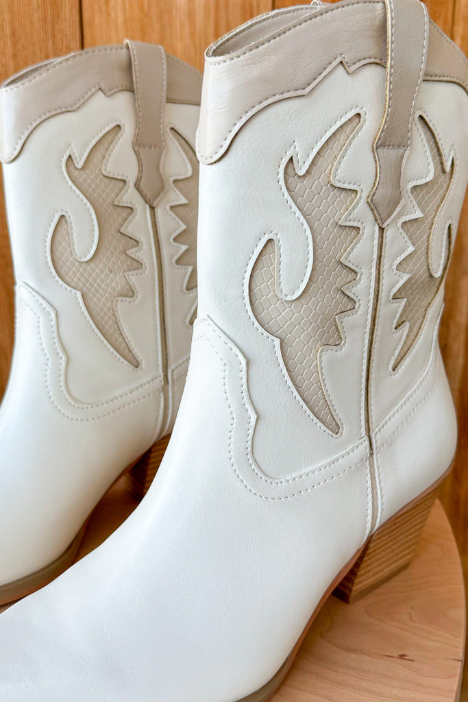 Houston White Layered Panel Cowboy Boot