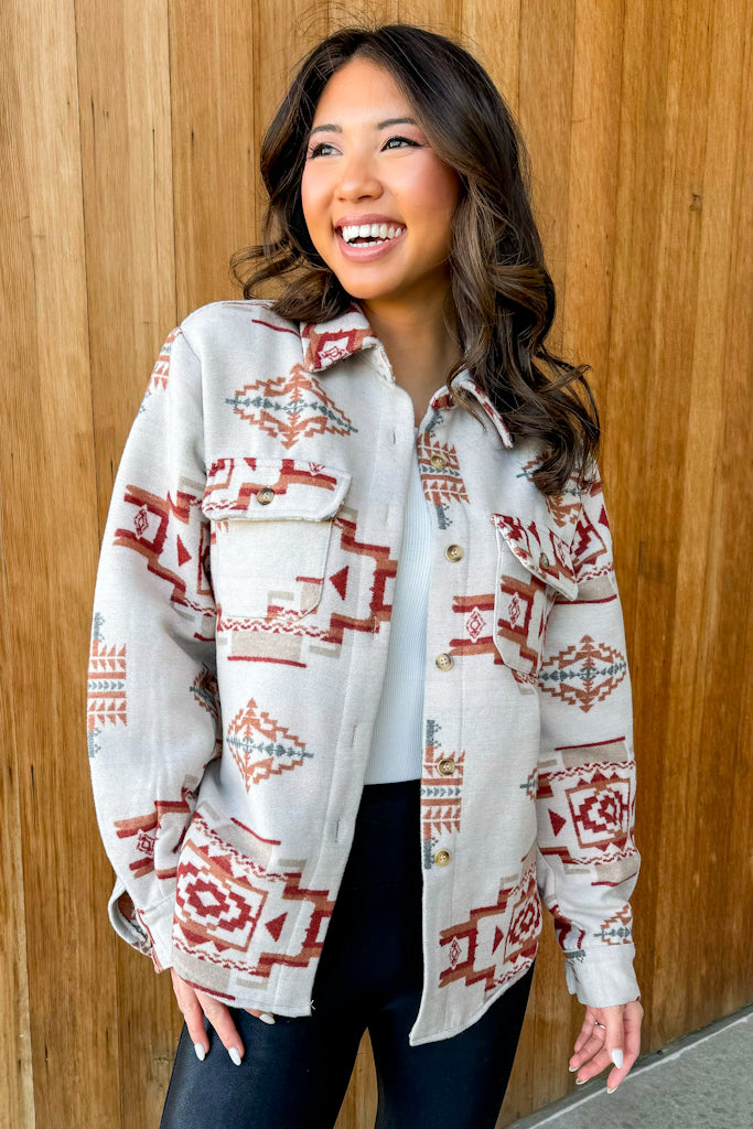 Outlaw Taupe Aztec Shirt Jacket