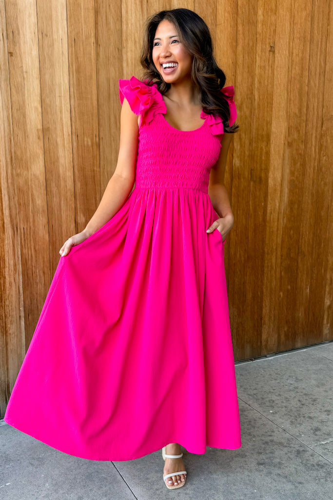 Southern Charm Hot Pink Midi Dress