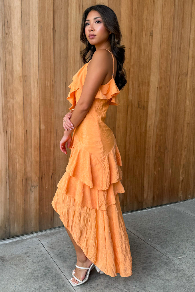 Flirtatious Fun Orange Maxi Dress