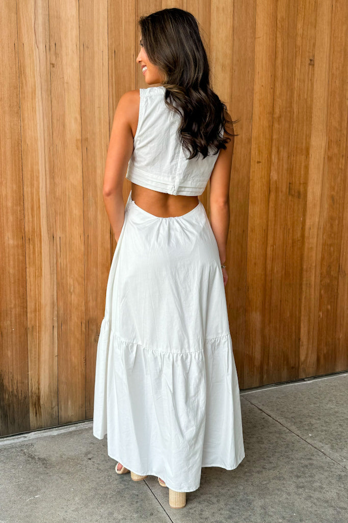 See The City Ivory Cutout Poplin Maxi Dress