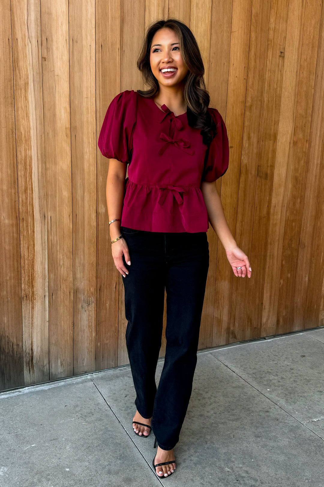 Adore you Burgundy Bow Top